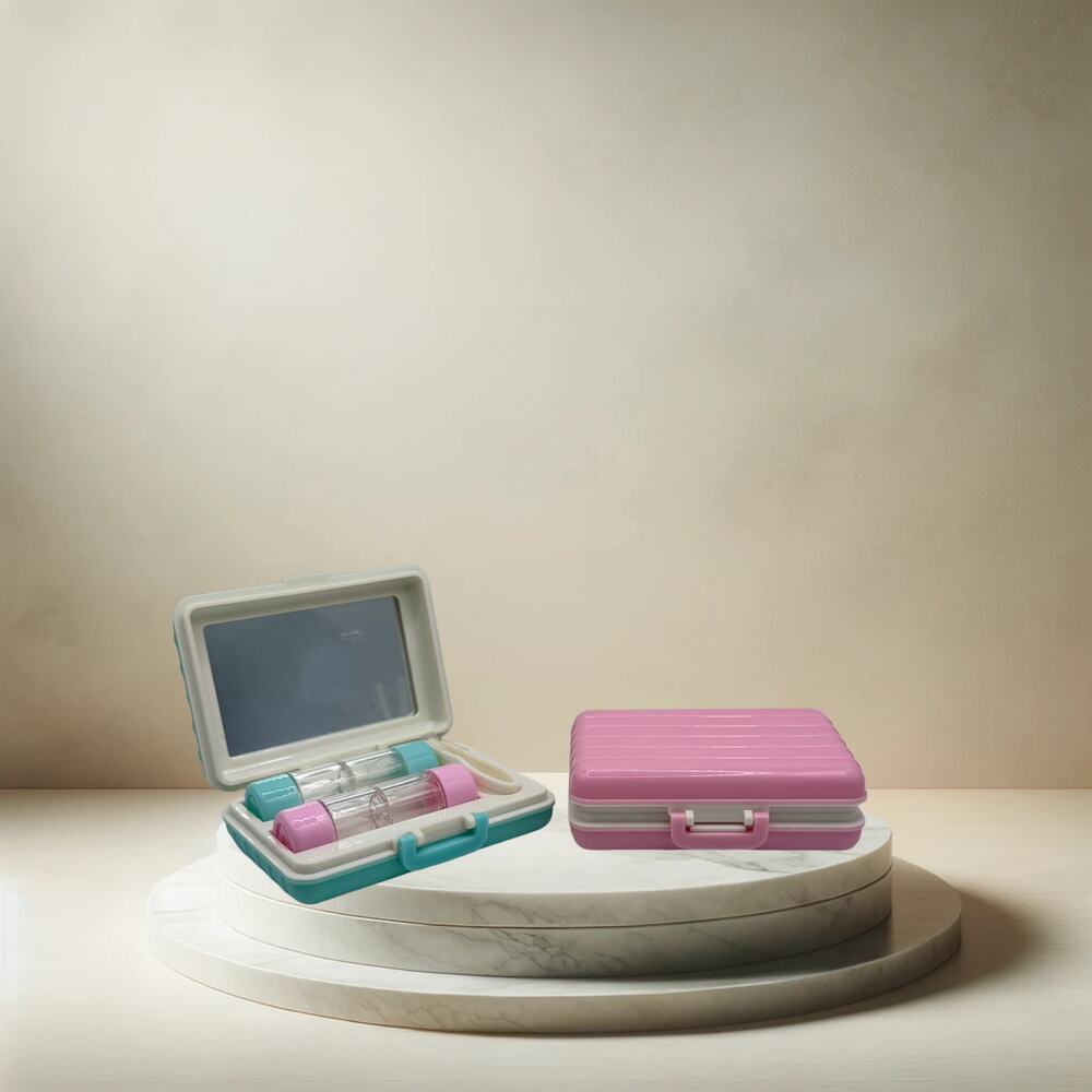 🧳 Travel-Cute Contact Lens Holder Set (2-Pack) – Mini Suitcase Design ✨